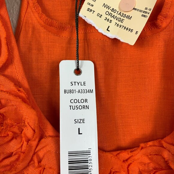 NEW Zoe D. 100% Linen Floral Neck Tank Top Size Large - Picture 5 of 6